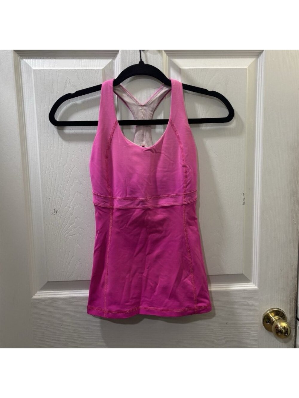 lululemon athletica Pink Racerback Tank Built-In Bra Stretch Logo Women 4